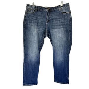 Kut Jeans Wm's Denim Jeans Sz 20W, 5 Pkt Katy, Boyfriend, Dk Blue, Distressed